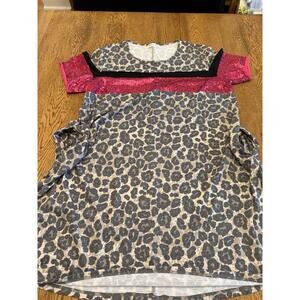 Southern Stitch A-Line Dress Animal Print Sequin Gray Pink Short Sleeve Women